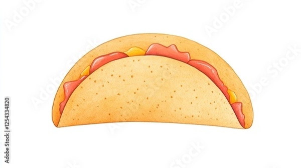 Fototapeta Colorful taco with toppings displayed on a white background, ideal for food-related content