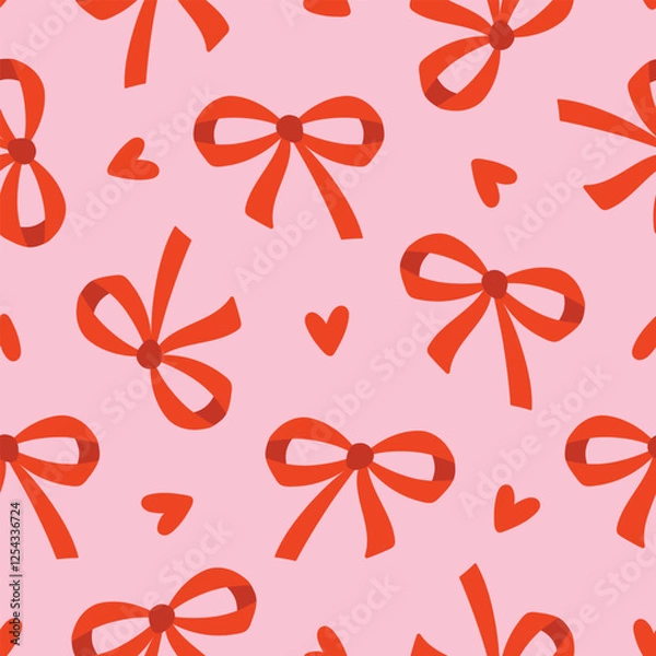 Fototapeta Valentine Bows Pattern Coquette Bow Background Red Bows