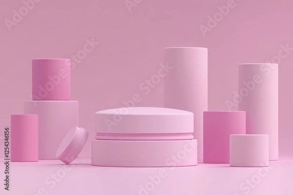 Fototapeta all white cylinder skin care cream container with hard eadges. small conteiner, studio setting and highly realistic. the color theme will be light purple.