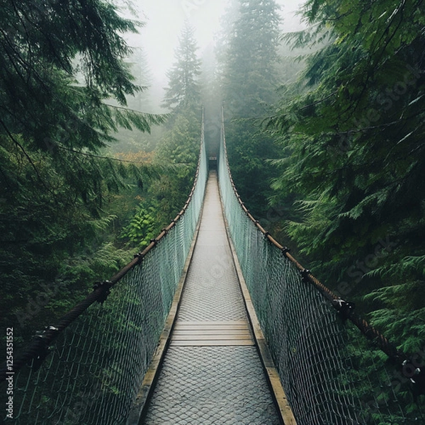 Fototapeta suspension bridge in the forest