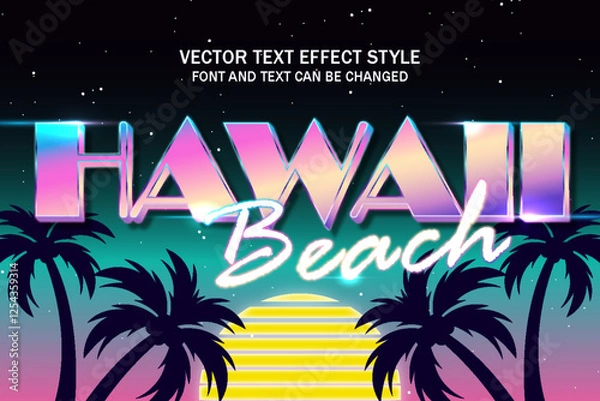 Obraz hawaii beach sunset vibes typography editable text effect font style template background design