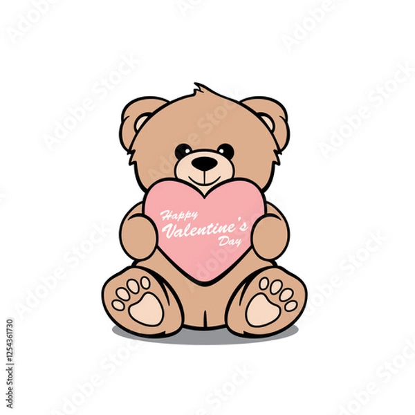 Fototapeta Vector teddy bear with valentines day heart illustration