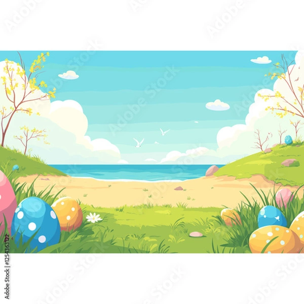Obraz Park landscape eggs illustration vector