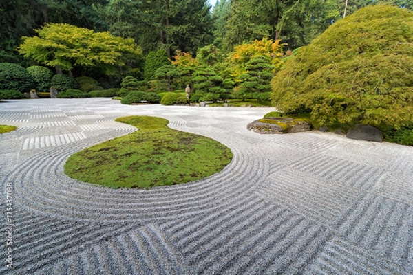 Fototapeta Japanese Flat Garden with Checkerboard Pattern