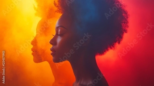 Obraz Colorful abstract representation of multiracial unity, symbolizing diversity and harmony in a minimal composition