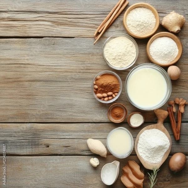 Fototapeta Baking Ingredients Flatlay