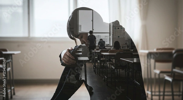 Obraz 教育問題のイメージ・いじめ・不登校・女子生徒