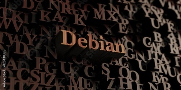 Fototapeta Debian - Wooden 3D rendered letters/message.  Can be used for an online banner ad or a print postcard.