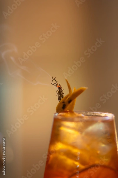 Obraz Vertical video: aperol with champagne in a large glass with a nice decoration - vertical 4k video