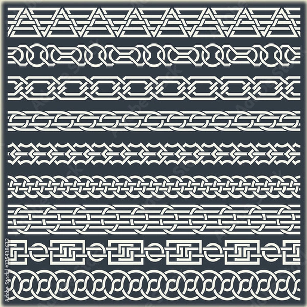 Fototapeta Set of seamless vintage borders in the form of celtic ornament