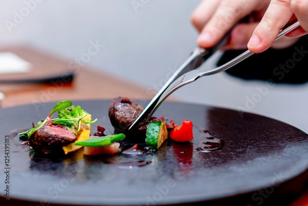 Obraz テーブルマナー 肉料理