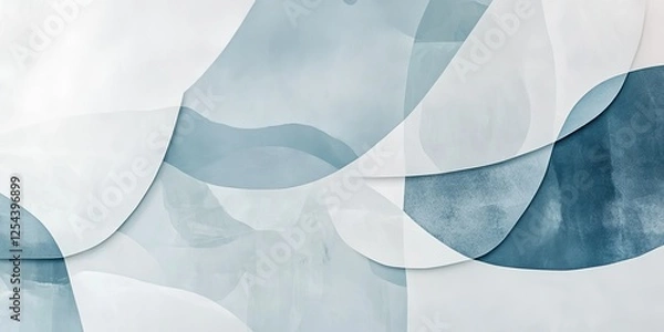 Fototapeta Abstract blue and white layered shapes.