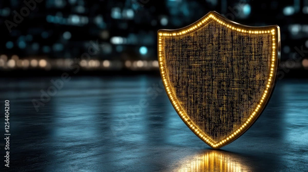 Fototapeta glowing shield symbolizing advanced cybersecurity protection in modern setting