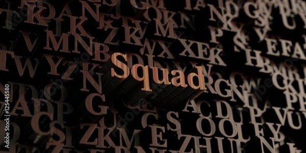 Obraz Squad - Wooden 3D rendered letters/message.  Can be used for an online banner ad or a print postcard.