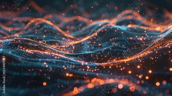 Fototapeta Neural network nodes expanding and contracting in a symphony of digital activity