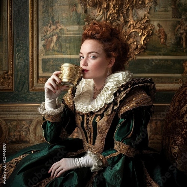 Obraz Renaissance Woman Drinking Tea