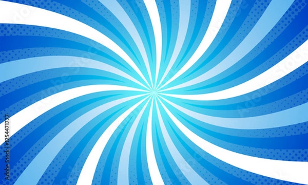 Obraz Comic style vibrant blue spiral sunburst background.
