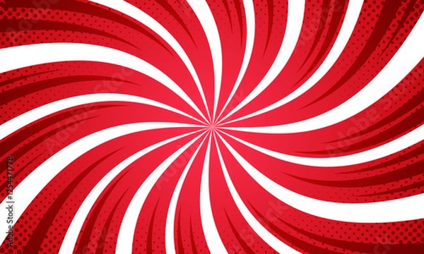 Fototapeta Comic style vibrant red spiral sunburst background.