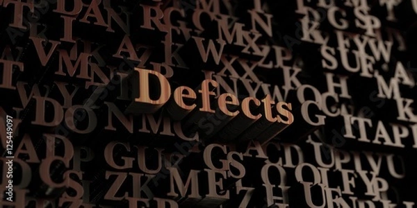 Fototapeta Defects - Wooden 3D rendered letters/message.  Can be used for an online banner ad or a print postcard.