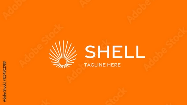 Obraz Linear logo of a sun or a shell. Vector logo, brand, visual identity