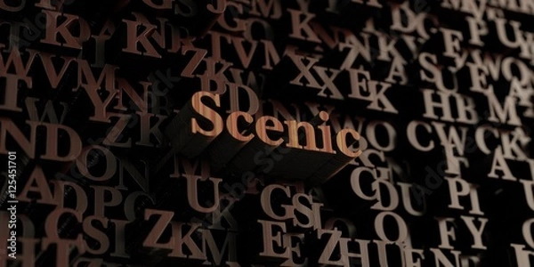 Obraz Scenic - Wooden 3D rendered letters/message.  Can be used for an online banner ad or a print postcard.