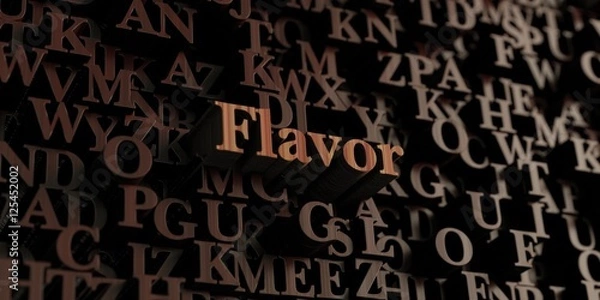 Obraz Flavor - Wooden 3D rendered letters/message.  Can be used for an online banner ad or a print postcard.