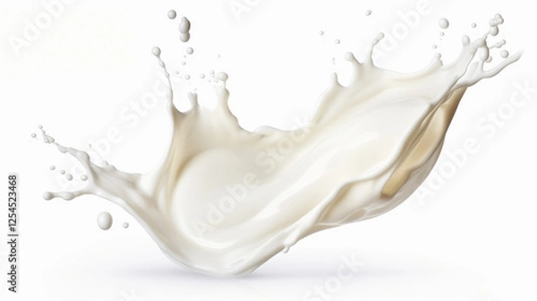 Fototapeta "白い背景に宙に舞うスプラッシュな牛乳のクローズアップ."