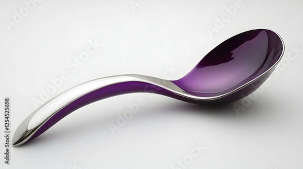 Fototapeta Purple spoon with silver handle on a light background in artistic arrangement