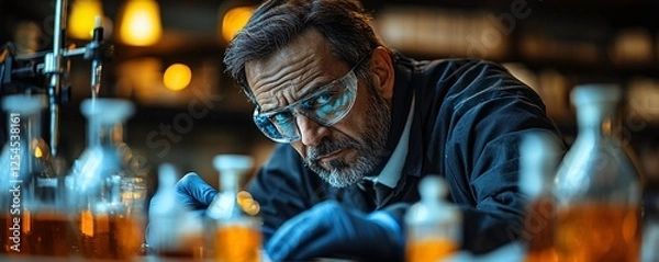 Fototapeta Scientist in Laboratory Analyzing Chemical Reactions and Experiments