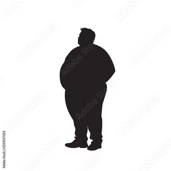 Fototapeta Silhouette of an Overweight Man Standing Side View - Vector Illustration
