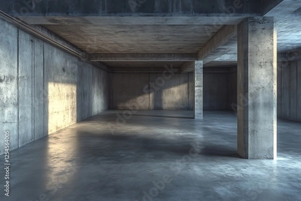 Fototapeta unfinished living room with concrete floors and no furniture