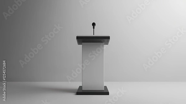 Fototapeta Elegant Podium with Microphone Against Soft Gradient Background for Presentation or Speech