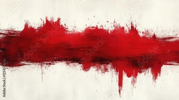 Obraz Abstract red paint streak on a white canvas, evoking emotion and creativity in art