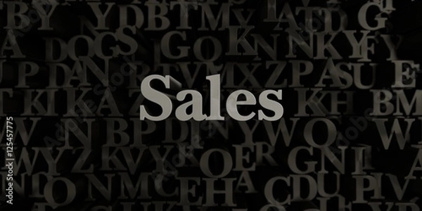 Obraz Sales - Stock image of 3D rendered metallic typeset headline illustration.  Can be used for an online banner ad or a print postcard.