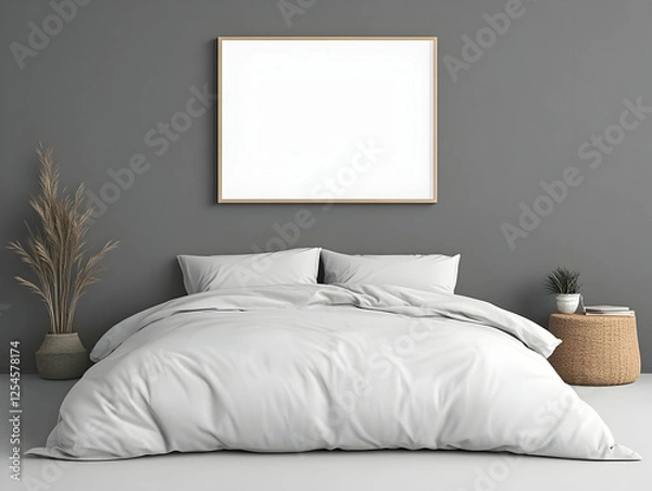 Fototapeta 3D Render Modern Bedroom Mockup