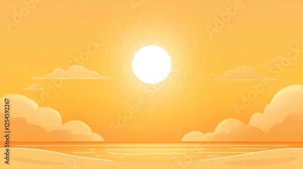 Fototapeta Vivid sunset sky with golden sun and colorful clouds, a breathtaking display of nature's beauty