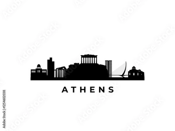 Fototapeta Vector Athens skyline. Travel Athens famous landmarks. Business and tourism concept for presentation, banner, web site.