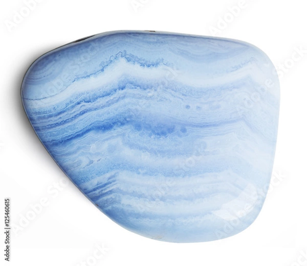 Fototapeta Blue chalcedony stone isolated on white with clipping path