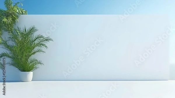 Fototapeta Minimalist 3D Render of Plants Against a Wall
