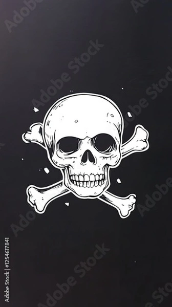 Fototapeta A bold and striking illustration of a skull and crossbones on a dark background, symbolizing danger