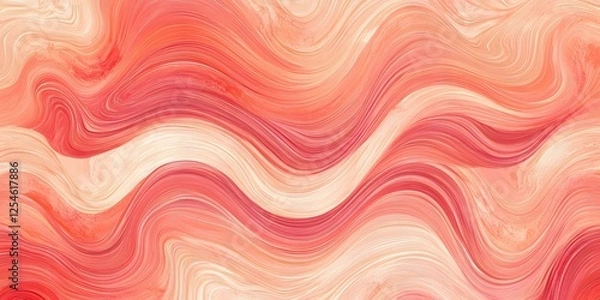 Obraz Mesmerizing Wave-Like Pattern in Warm Gradient Shades of Pink and Red for Artistic Background Use