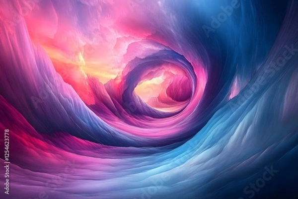 Fototapeta Swirling abstract neon patterns in a digital universe
