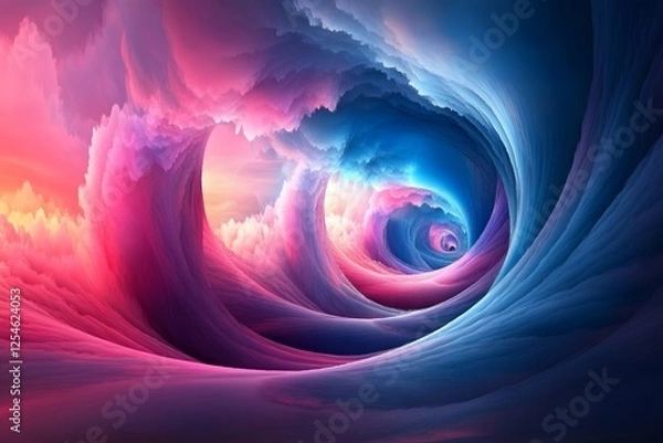 Fototapeta Swirling abstract neon patterns in a digital universe
