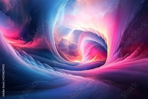 Fototapeta Swirling abstract neon patterns in a digital universe
