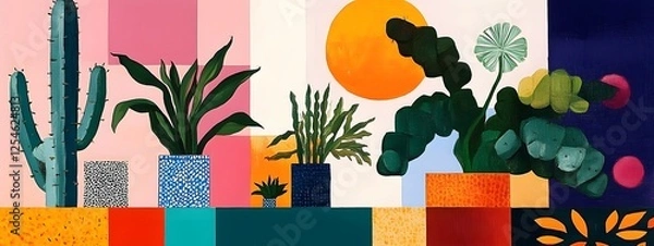 Fototapeta A chic art design template with colorful, styled geometric elements for a cheerful design
