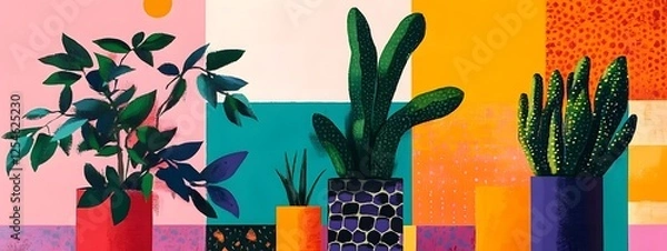 Fototapeta A chic art design template with colorful, styled geometric elements for a cheerful design
