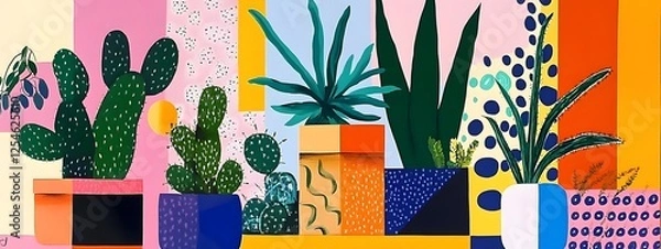 Fototapeta A chic art design template with colorful, styled geometric elements for a cheerful design
