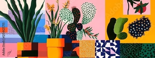 Fototapeta A chic art design template with colorful, styled geometric elements for a cheerful design

