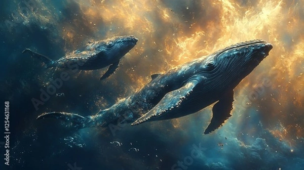 Obraz Whales swimming 