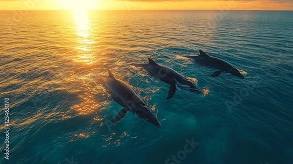 Obraz Whales swimming 